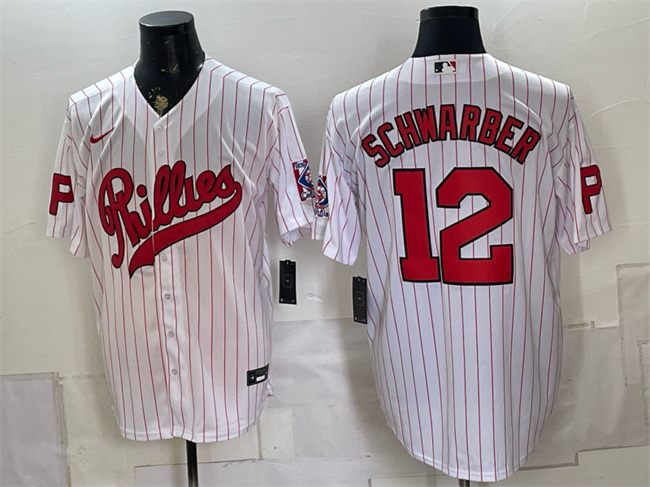 Men's Philadelphia Phillies #12 Kyle Schwarber White 2026 Field of Dreams Stadium Stitched Baseball Jersey